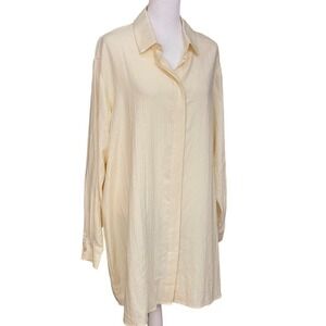 L'Academie button up long sleeve ivory sheen shirt mini Dress xs/S